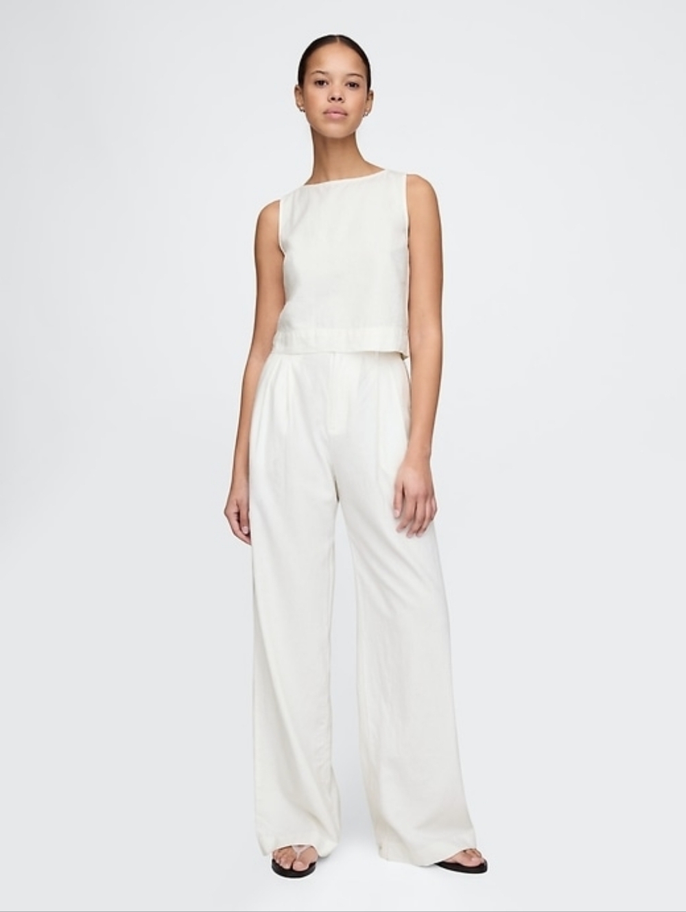 GAP Cream Wide-Leg Jumpsuit